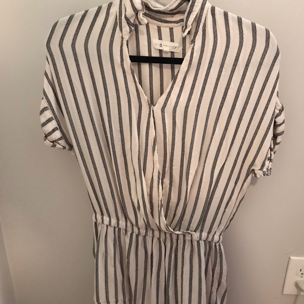 Black/white stripe romper